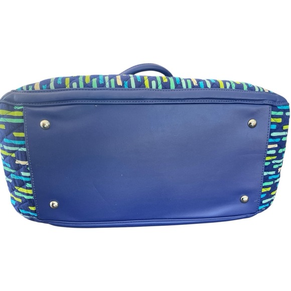 Retired Vera Bradley Rain Forest Tote Trapeze Shoulder Strap Blue L Preppy Boho - Picture 6 of 12